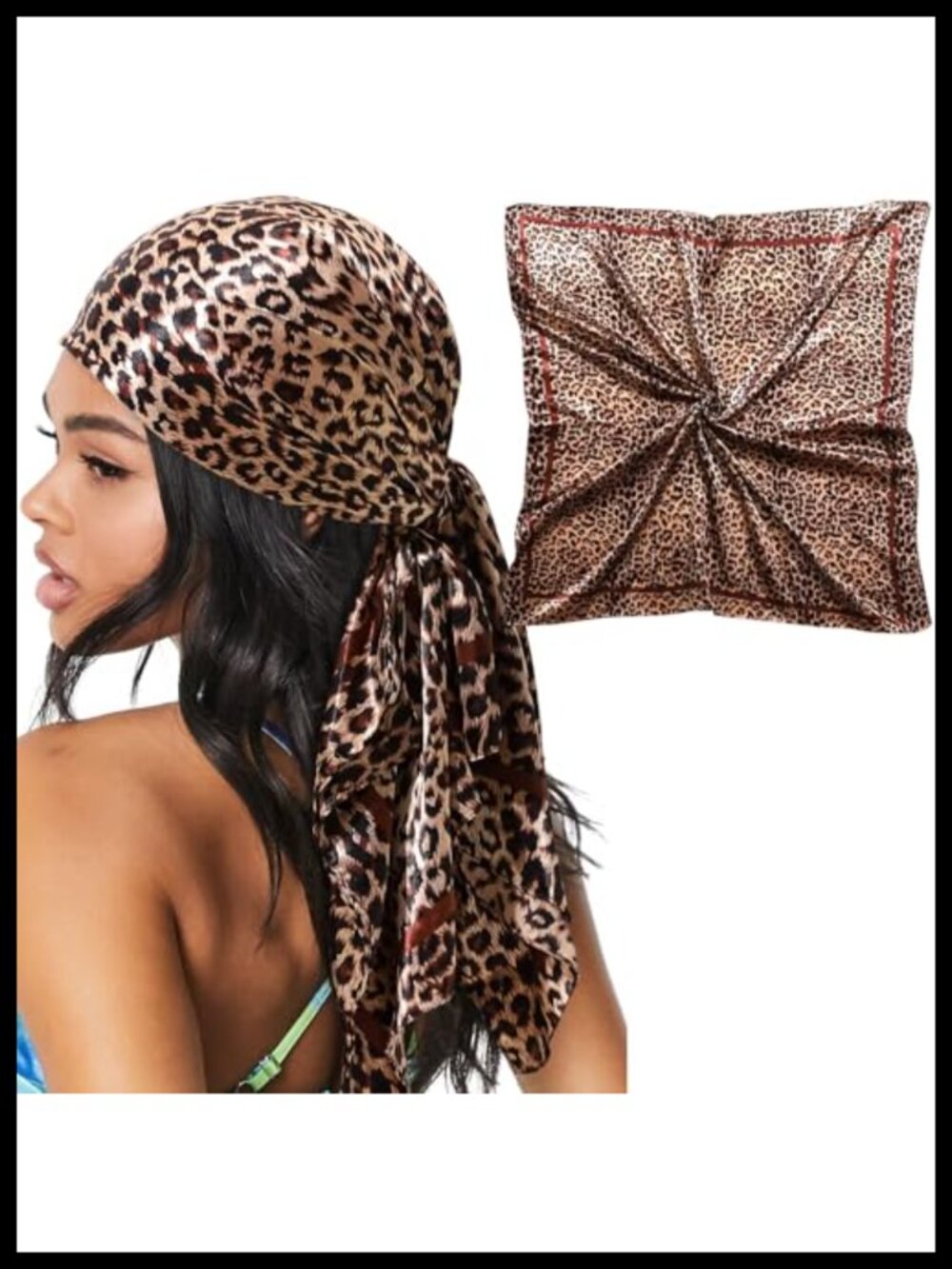 35" Large Satin Hair Scarf Silk Feel Bandana Head Wrap